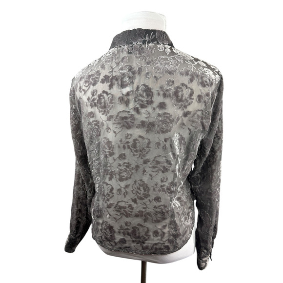 NWT GAP Recycled Velvet Crop Shirt Sheer Burnout Collared Button Up Top Size XL - Picture 6 of 12